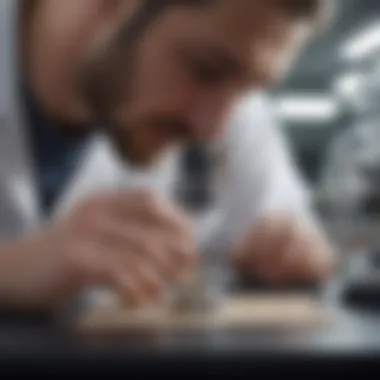 Laboratory technician analyzing stool sample