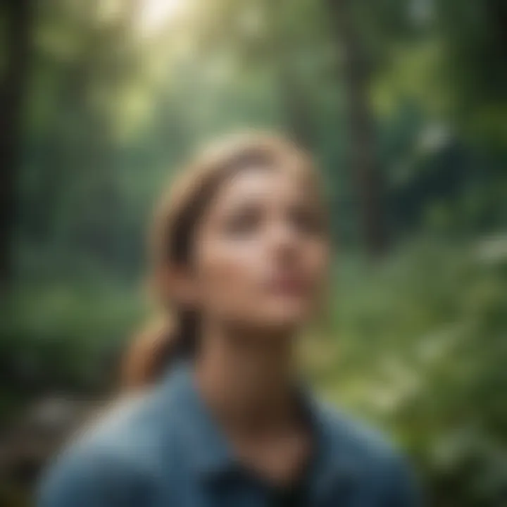 Person surrounded by nature in a peaceful environment