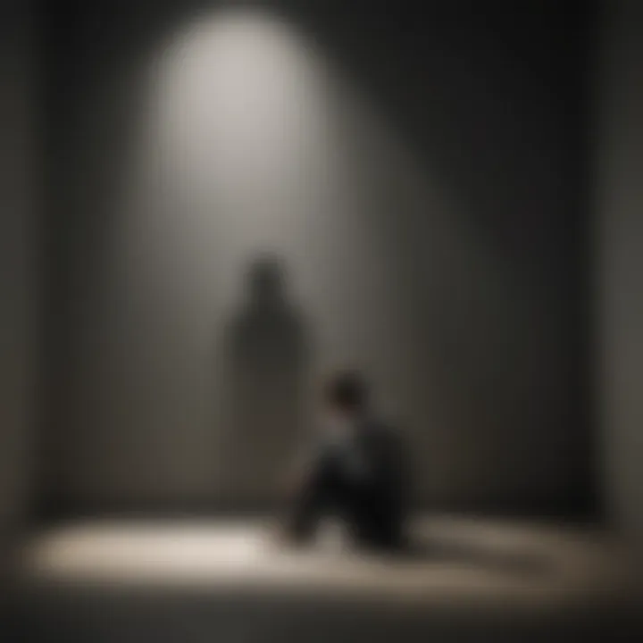 Illustration depicting a person surrounded by shadows symbolizing loneliness