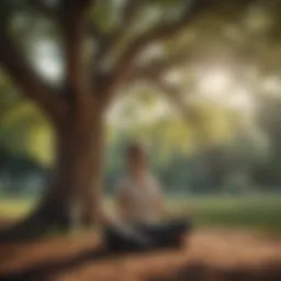 Illustration depicting a person meditating under a tree