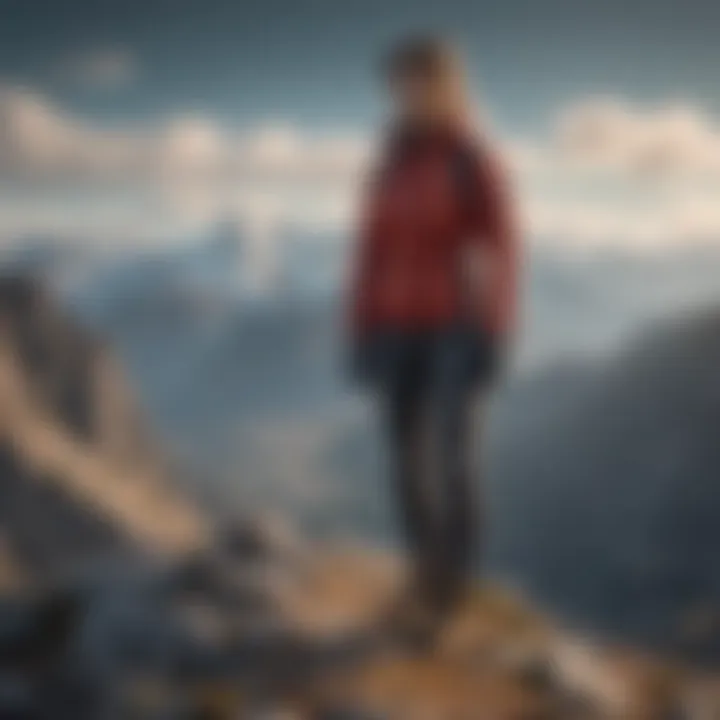 Confident woman standing on mountain peak