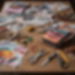 A collection of colorful magazines and scissors on a table