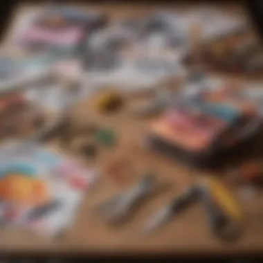 A collection of colorful magazines and scissors on a table