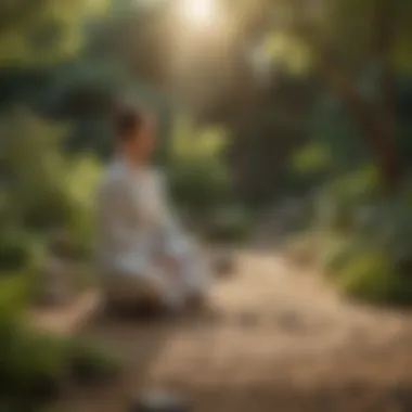 Person meditating in a peaceful garden setting