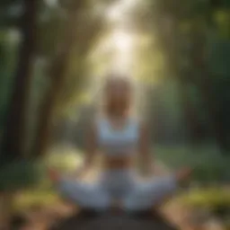 Woman meditating in peaceful nature setting