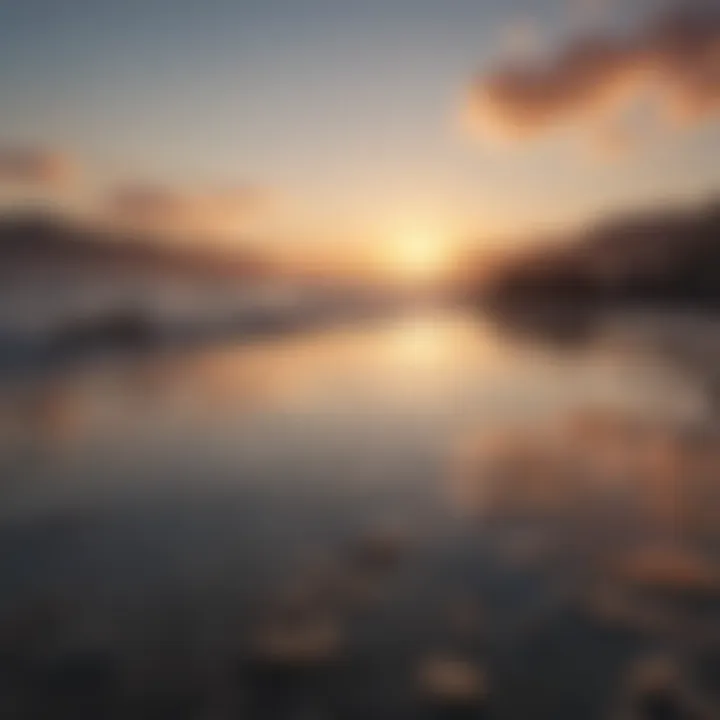 Sunrise over calm water reflecting the sky