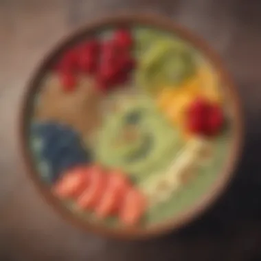A close-up of a smoothie bowl topped with seeds and fruits, emphasizing digestive health.