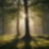 Morning sunlight filtering through trees