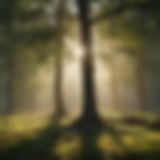 Morning sunlight filtering through trees