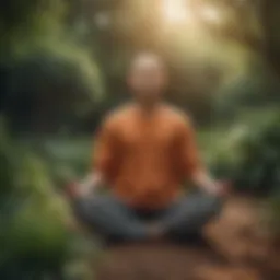 Person meditating in a peaceful garden setting