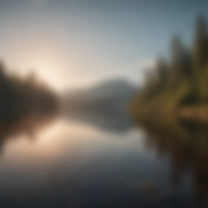 A serene landscape with a calm lake reflecting a clear sky, symbolizing emotional clarity.