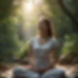 Woman meditating in serene nature