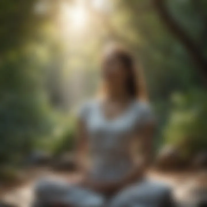 Woman meditating in serene nature