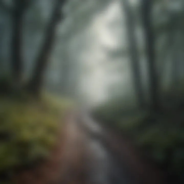 A winding path through a foggy forest, representing the journey of personal growth amidst uncertainty.