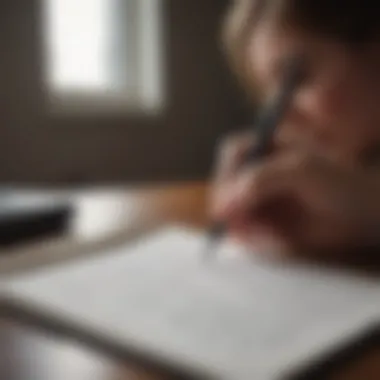 Self-Exploration through Writing A journal opened with reflective writing and a pen, symbolizing self-exploration.