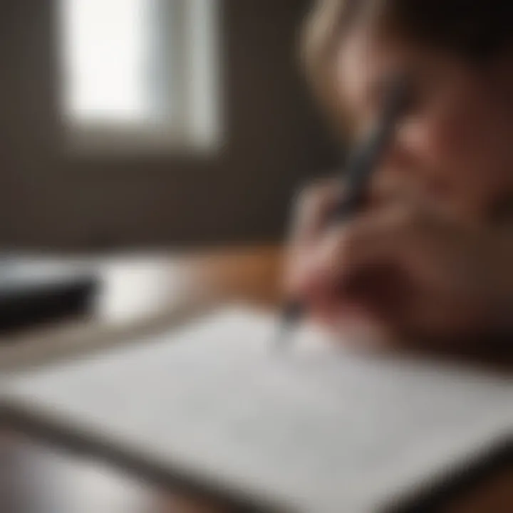 Self-Exploration through Writing A journal opened with reflective writing and a pen, symbolizing self-exploration.