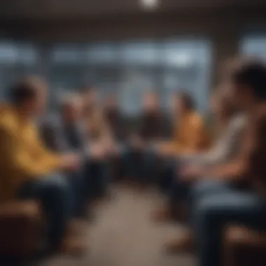 Collective Support and Sharing A supportive group session with individuals sharing their experiences in a safe space.