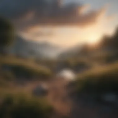 Serenity in Conflict A serene landscape symbolizing tranquility amidst chaos