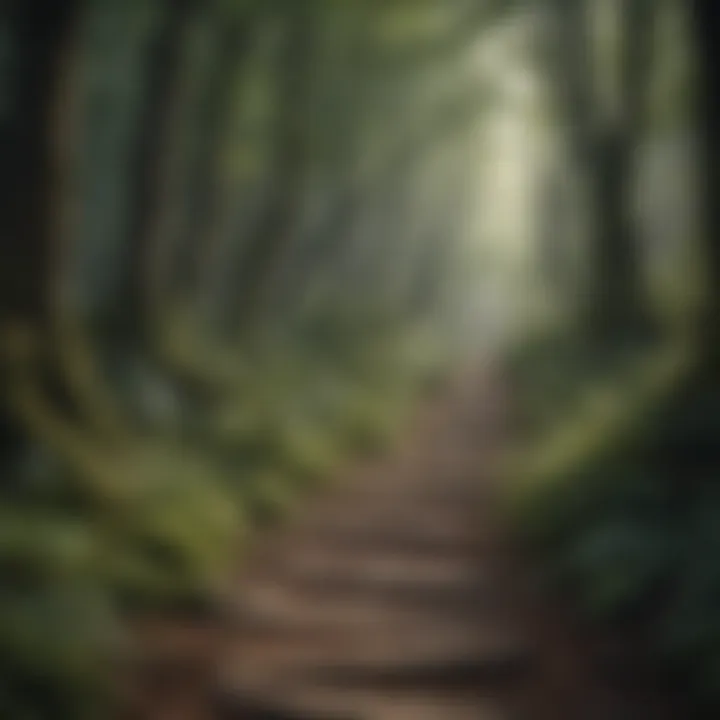 A winding path through a dense forest, representing the journey of coping with rejection