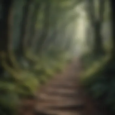 Journey of Coping A winding path through a dense forest, representing the journey of coping with rejection