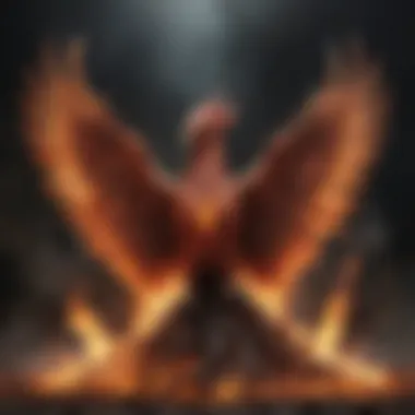 Metaphorical depiction of a phoenix rising from ashes symbolizing resilience and strength