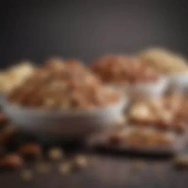 A variety of seeds and nuts in small bowls