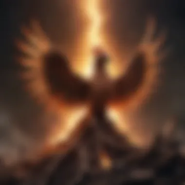 Resilience: Rebirth and Renewal Symbolic illustration of a phoenix rising from ashes as a metaphor for resilience