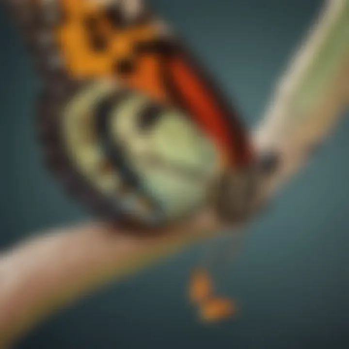 Illustration showcasing the transformation from a caterpillar to a butterfly