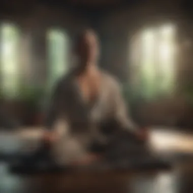 A person meditating in a peaceful environment