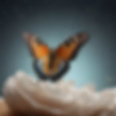 Illustration of a butterfly emerging from its cocoon, symbolizing transformation