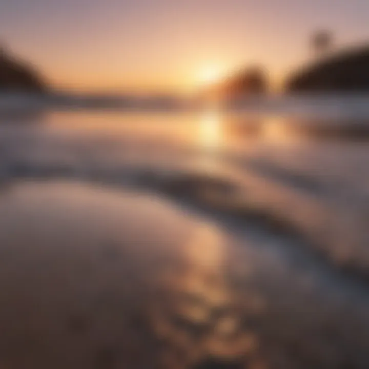 A tranquil beach at sunset