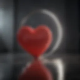 Glowing Heart in Mirror Reflection