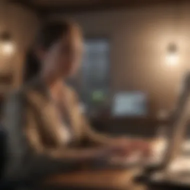 Efficient Work Environment Professional woman working on laptop