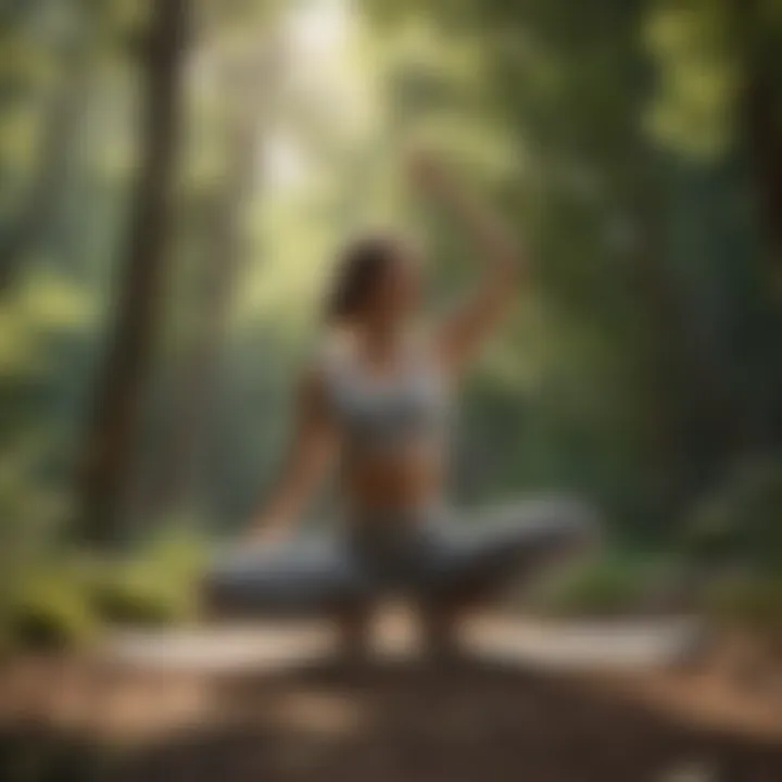 Relaxing yoga poses in serene nature setting