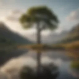 Illustration depicting a serene landscape with a lone tree symbolizing resilience and growth
