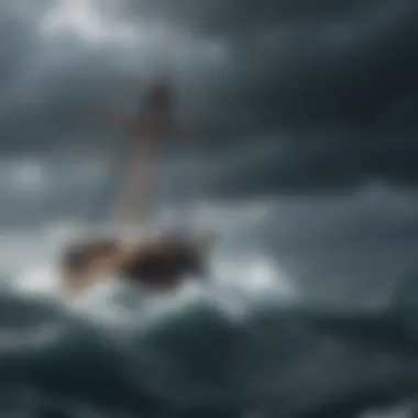 Sailing boat amidst stormy seas representing resilience