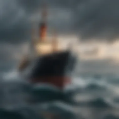 Visual metaphor of a ship sailing through turbulent emotions