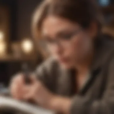 Introspection Through Journaling A person journaling with a thoughtful expression, representing introspection.