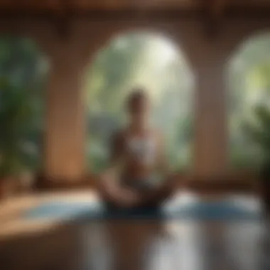 Person practicing yoga in a serene environment