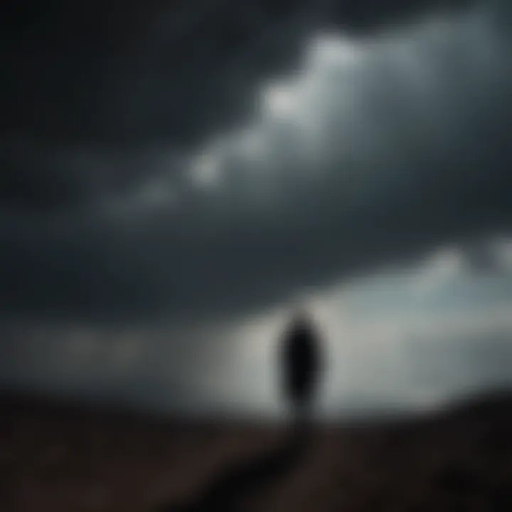 Silhouette of a lone figure under a heavy cloud of guilt