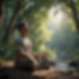 Person meditating in nature