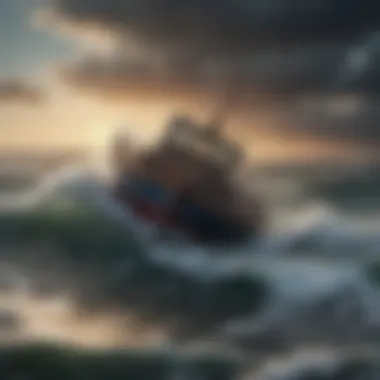 Emotional Turmoil at Sea Illustration of a stormy sea with a sinking boat symbolizing the turbulent emotions of loneliness and sadness