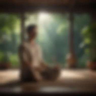 A person meditating in a peaceful environment