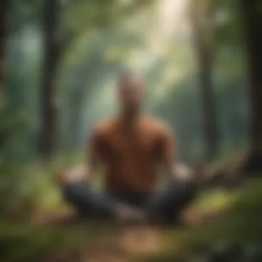 Mindful Meditation in Nature A person meditating in nature, embodying mindfulness and positivity.
