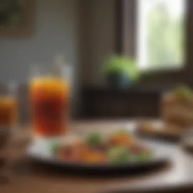 Mindful Eating: A Path to Improved Digestive Well-being A tranquil scene depicting mindful eating practices.
