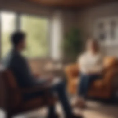 Illustration showcasing a person receiving therapy from a professional counselor