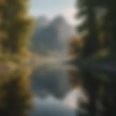 Tranquility and Self-Reflection A serene landscape illustrating tranquility and self-reflection