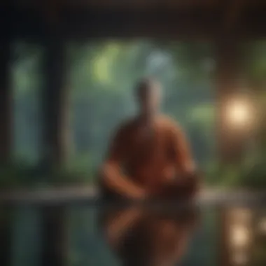 A person meditating in a tranquil environment