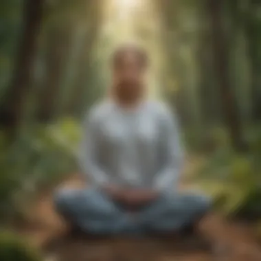 A person meditating in nature, embodying self-kindness