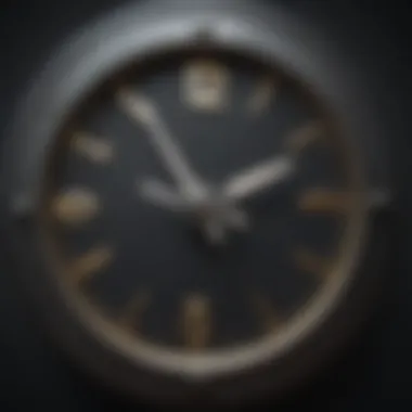An artistic representation of productivity symbols surrounding a clock.